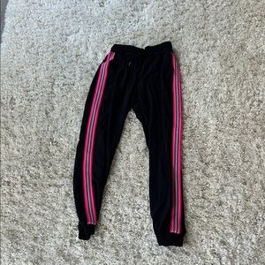 Aritzia Black Joggers with Pink Stripes